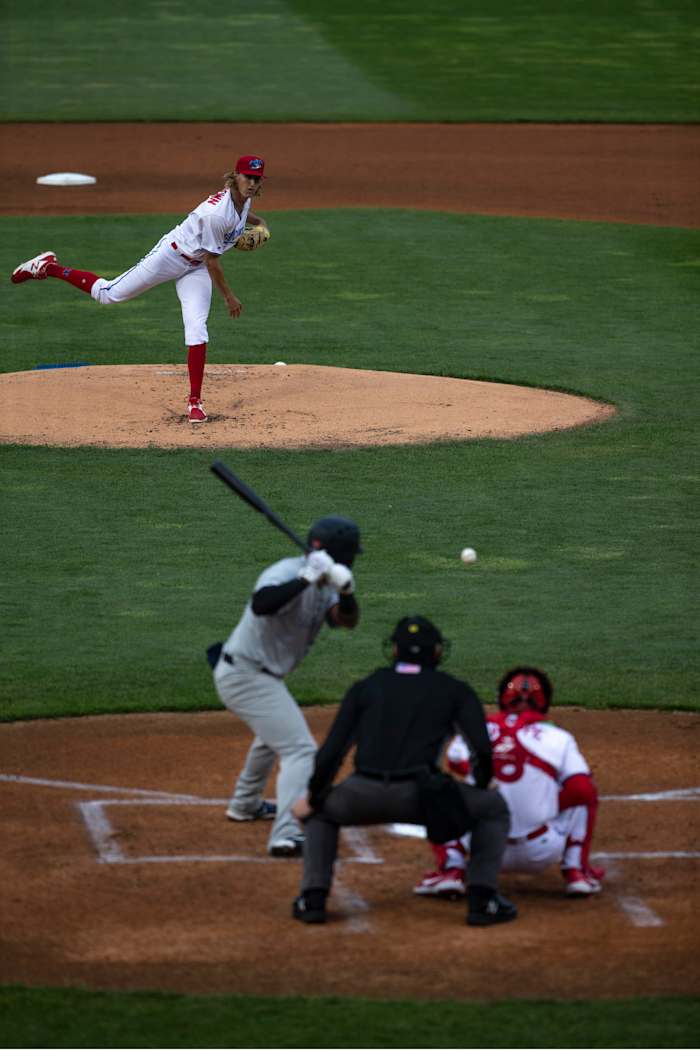 Ben Brown delivers a pitch for the Jersey Shore BlueClaws, Phillies High-A Affiliate.